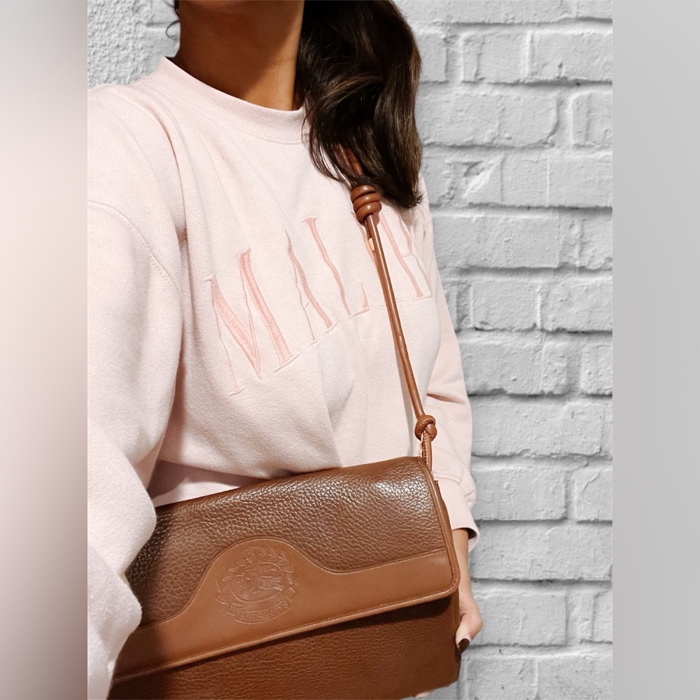 BURBERRY large Leather Clutch Crossbody 🤎 - Picture 2 of 12